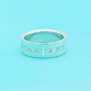 Tiffany & Co. SS Retired Two Diamond Keyhole Ring Size 5 EUC